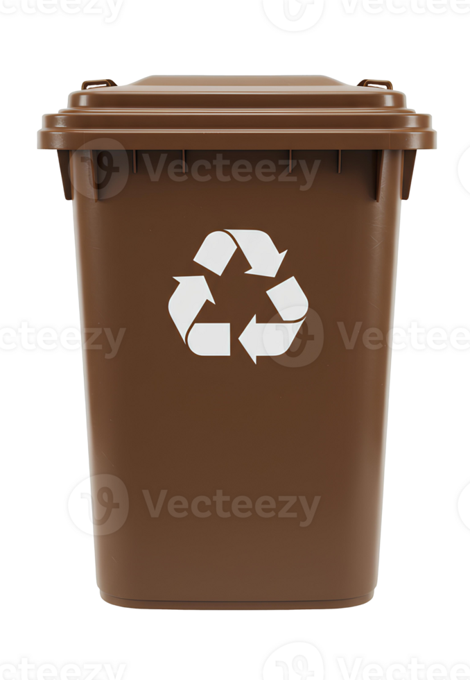 brown recycle bin . brown bin for recycling trash isolated. brown garbage bin isolated on transparent background for waste sorting visuals png