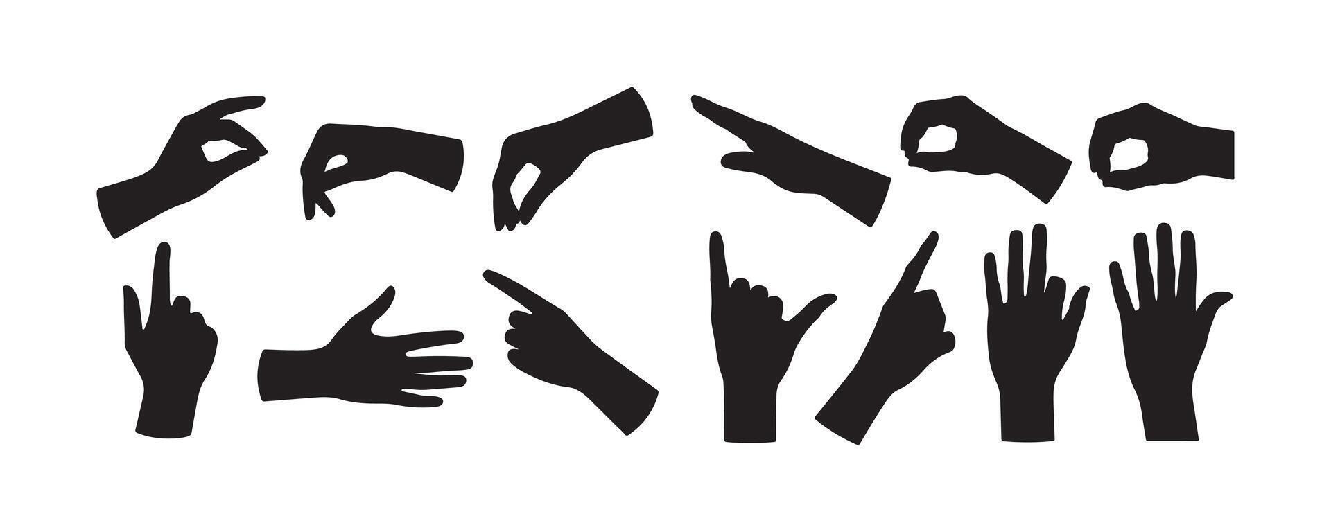 Black Silhouette Hand Gestures Collection vector