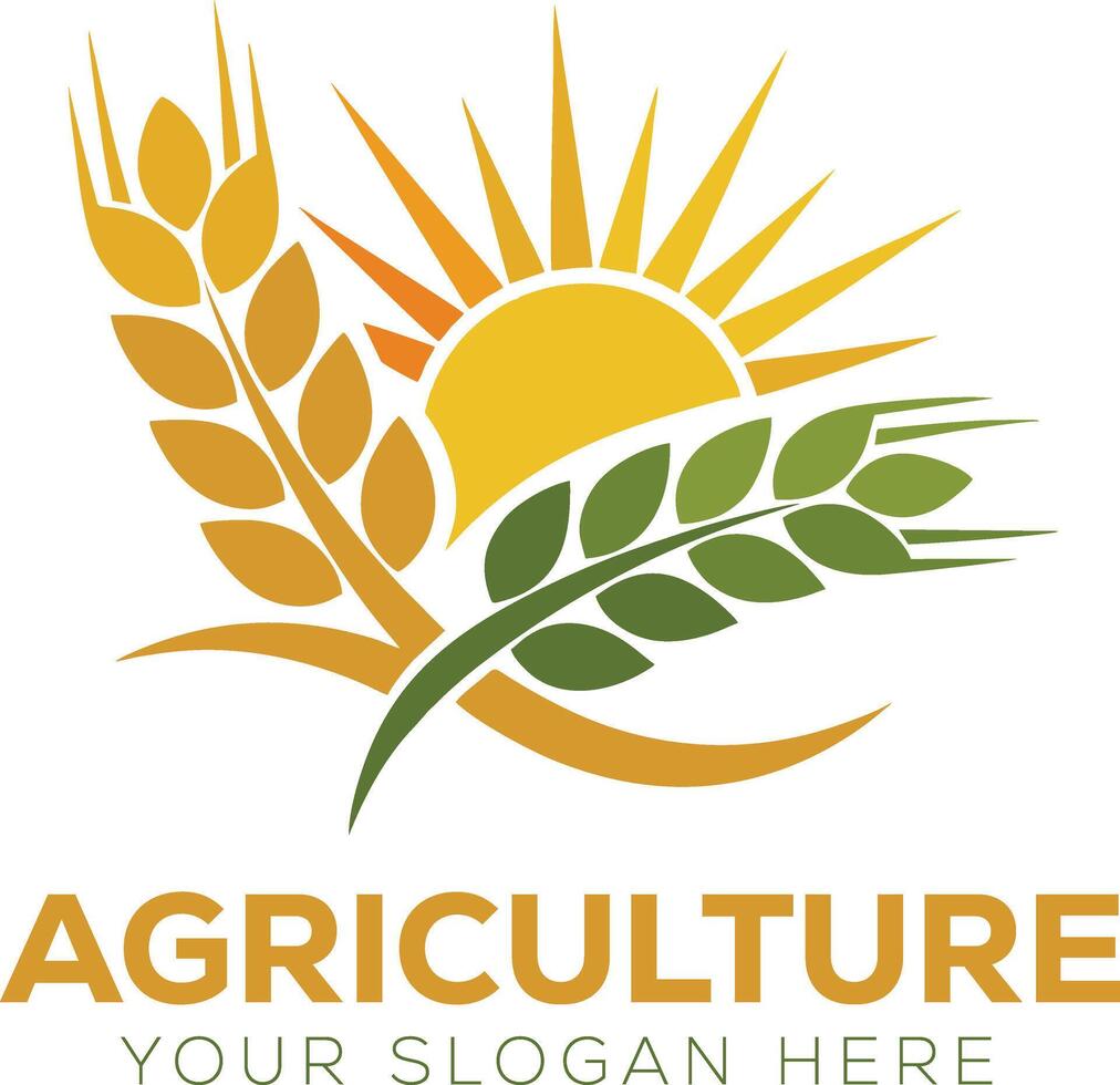 sun with leafs agro logo vector