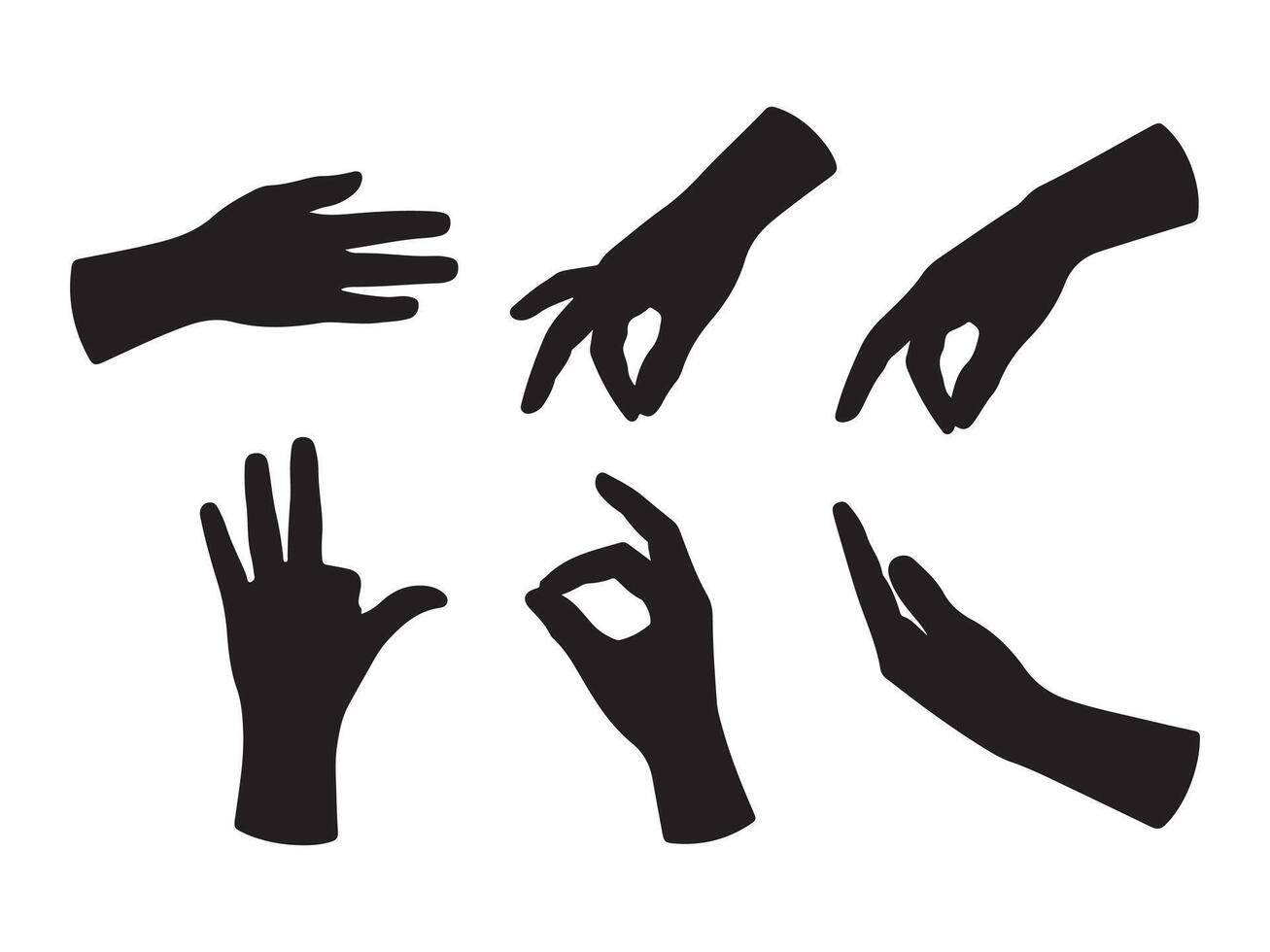 Silhouettes of Various Hand Gestures on White Background vector
