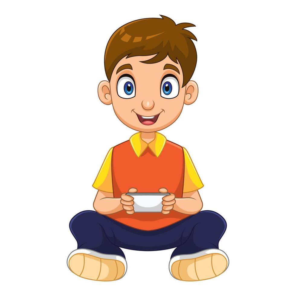 Cartoon children playing games isolated on white background vector