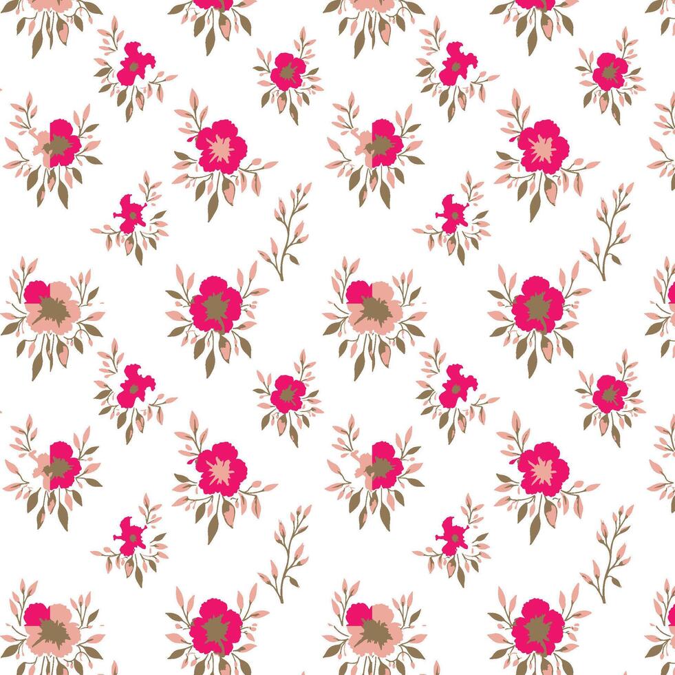 Set of four green and beige floral patterns with flowers and leaves vector