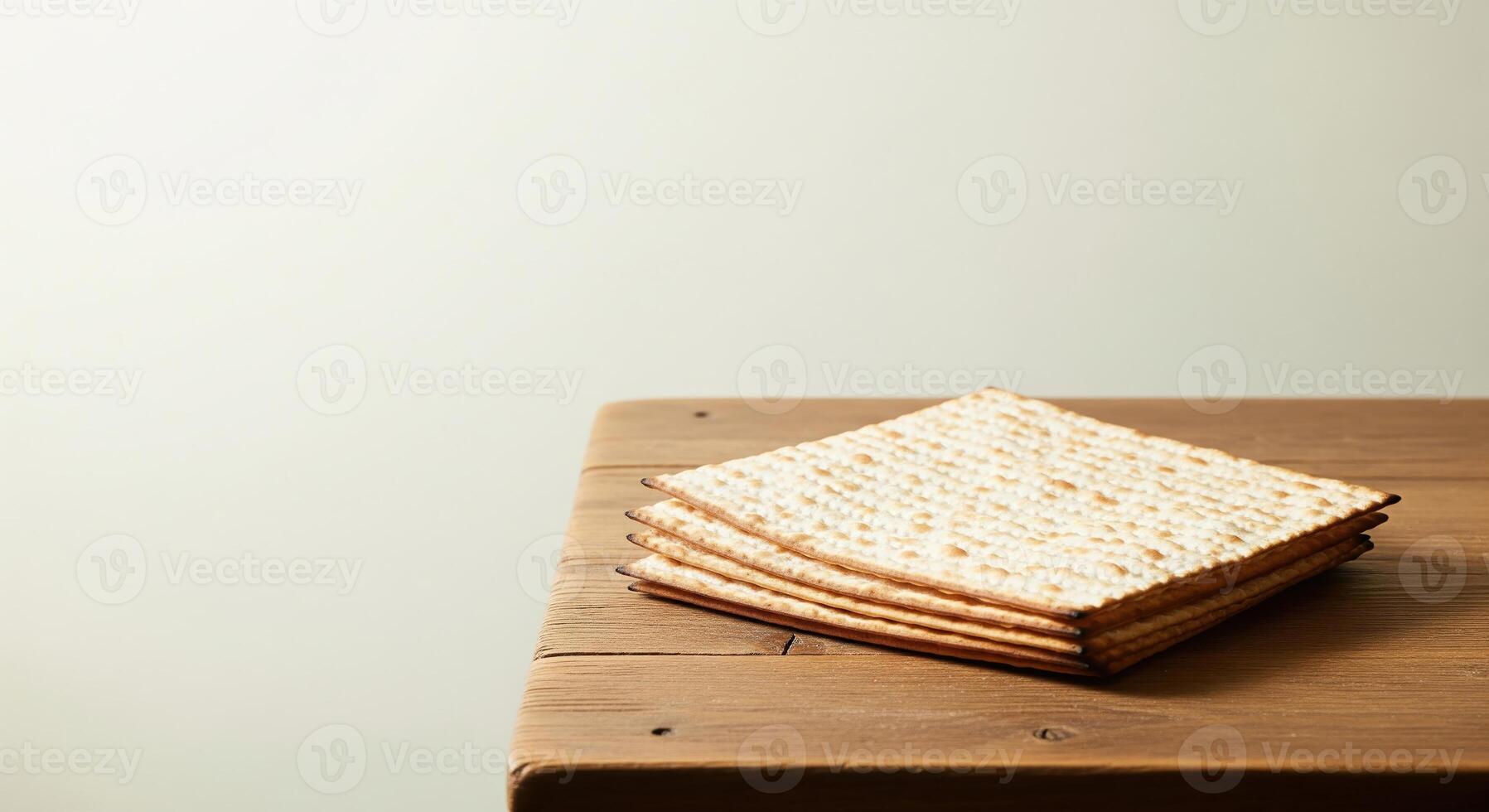 Matzah on a wooden table photo