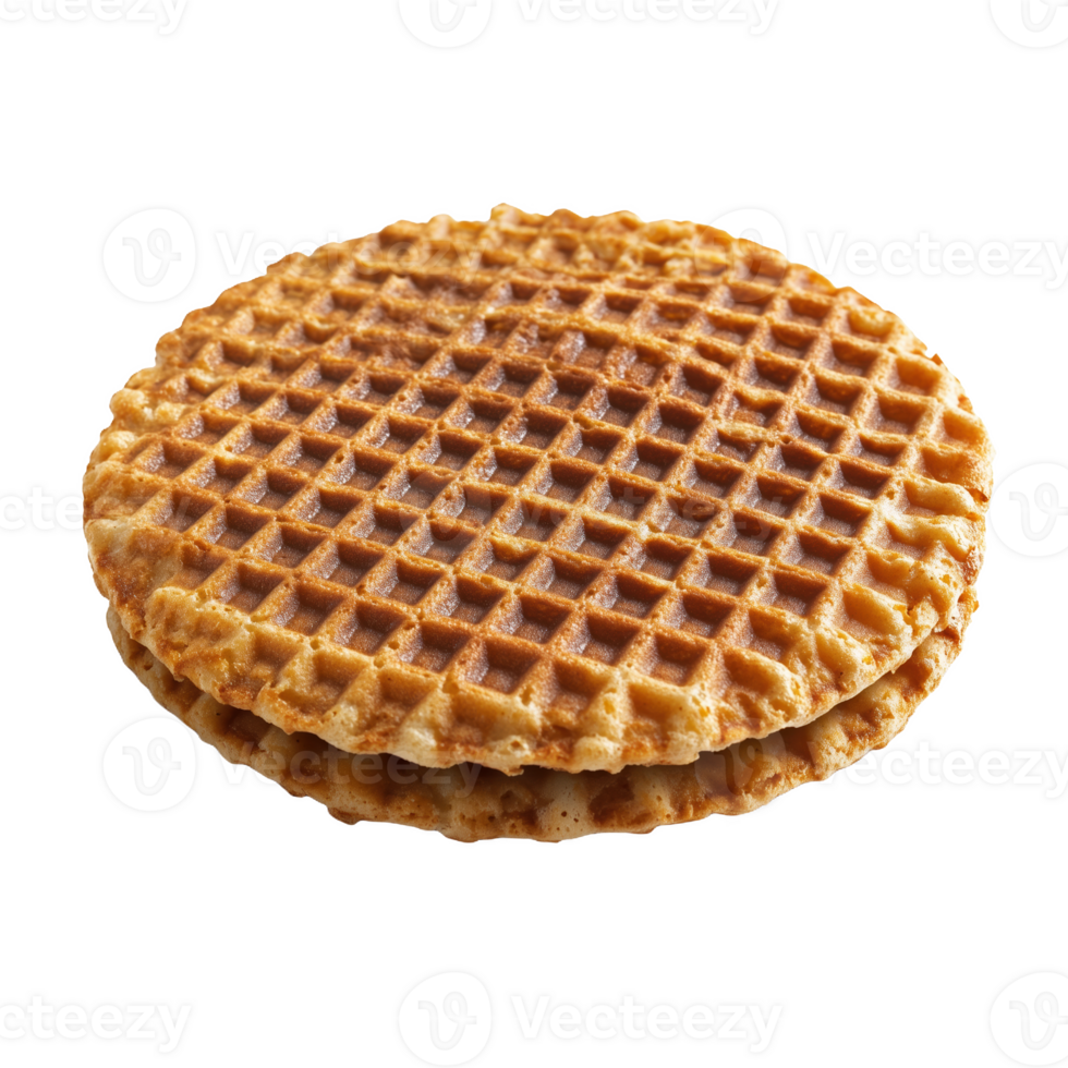 Isolated Dutch stroopwafel resting on a white surface with a sweet syrup layer png