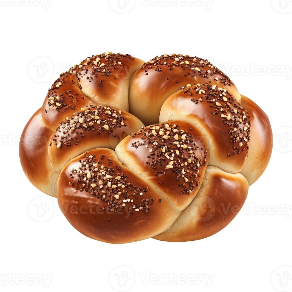 Isolated Finnish pulla bun with sweet topping on a clean png