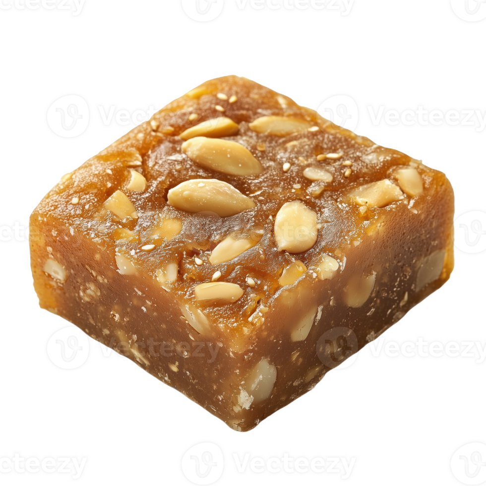 Kuwaiti halwa dessert square with nuts isolated on png
