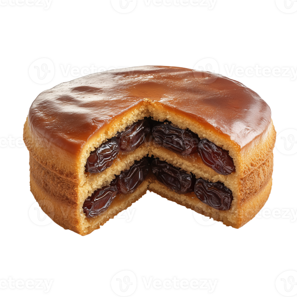 Delicious Libyan date cake with rich filling isolated on png