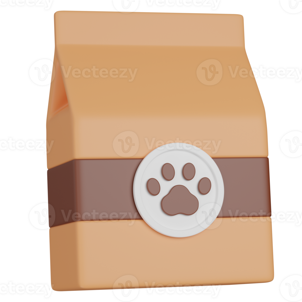 3D Render of a Pet Food Bag with Paw Print Label png