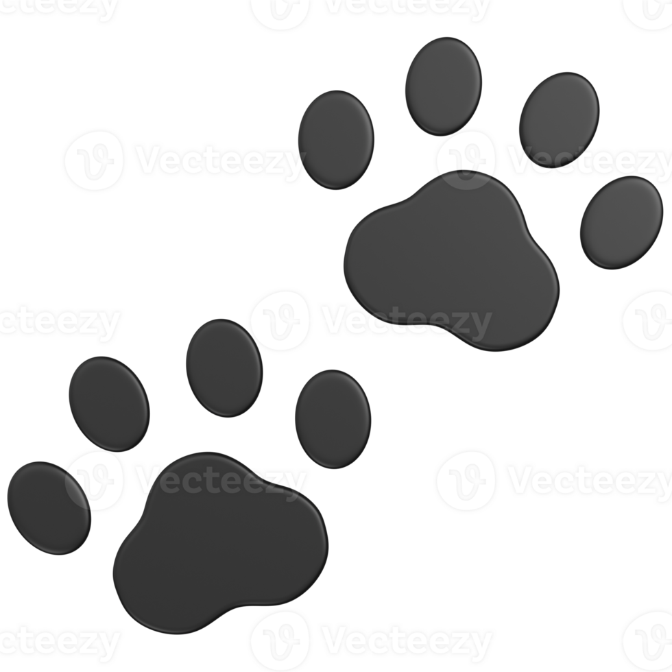3d render Black Paw Prints icon png