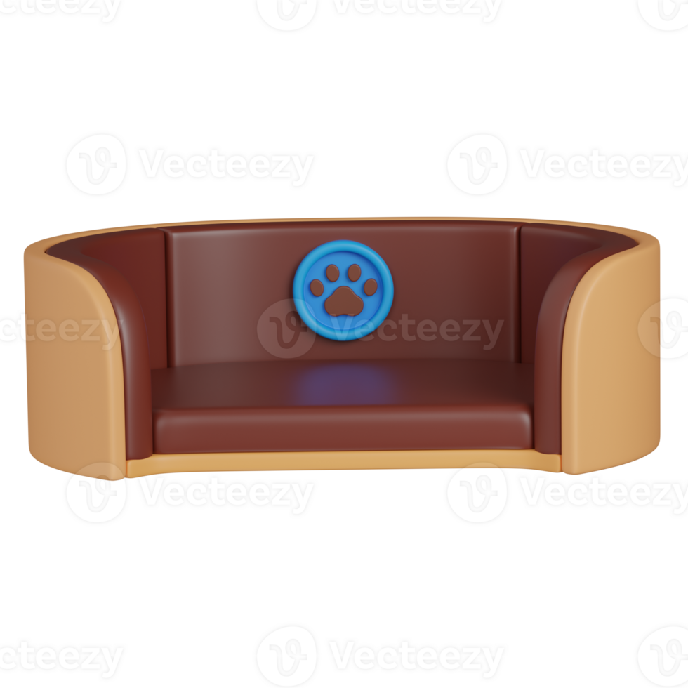 3D render Dog Bed with Paw Print Emblem icon png