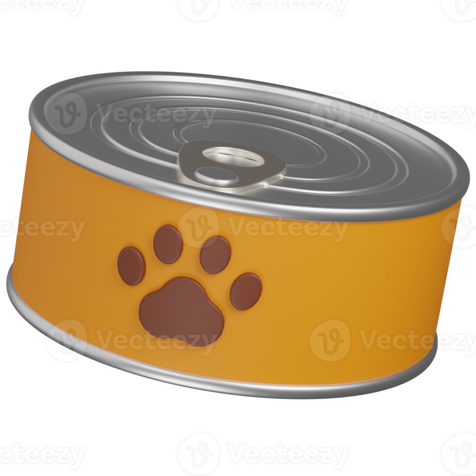 3d render Canned Cat Food with Paw Print Illustration png