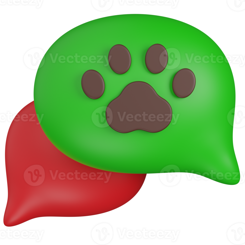 3d render Paw Print Chat Bubbles png