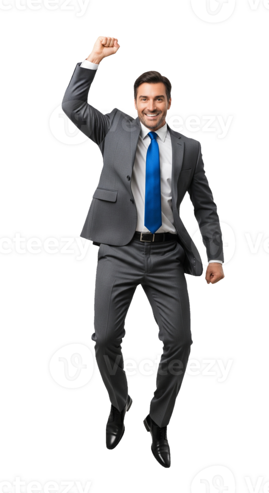 A man in a suit and tie is jumping png