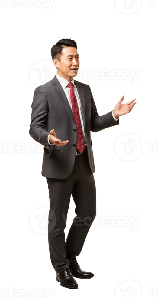 A man in a suit and tie is gesturing png