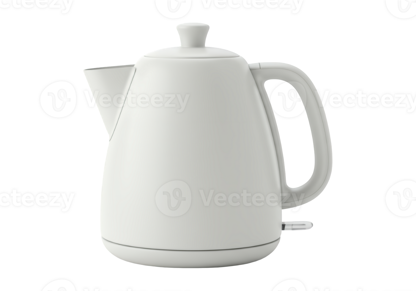 Modern matte white electric kettle with ergonomic handle isolated on transparent background png