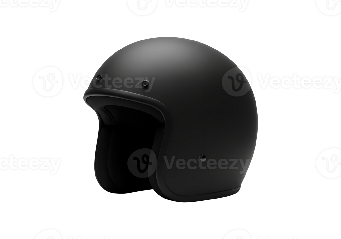 Matte black classic motorcycle helmet isolated on transparent background png