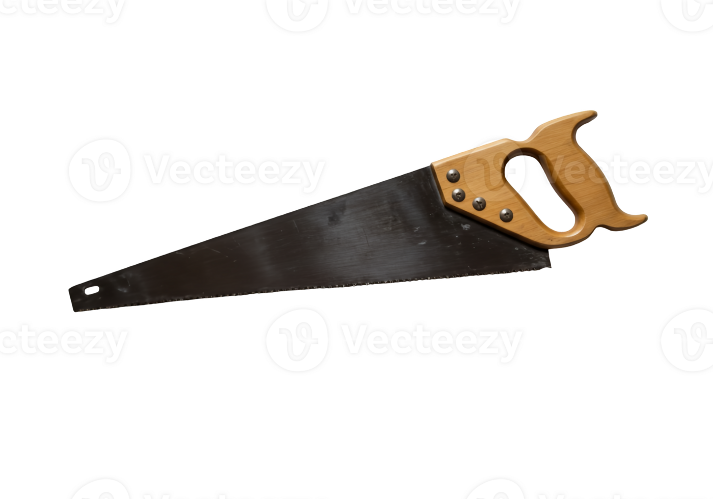 Classic wooden hand saw with metal blade isolated on transparent background png