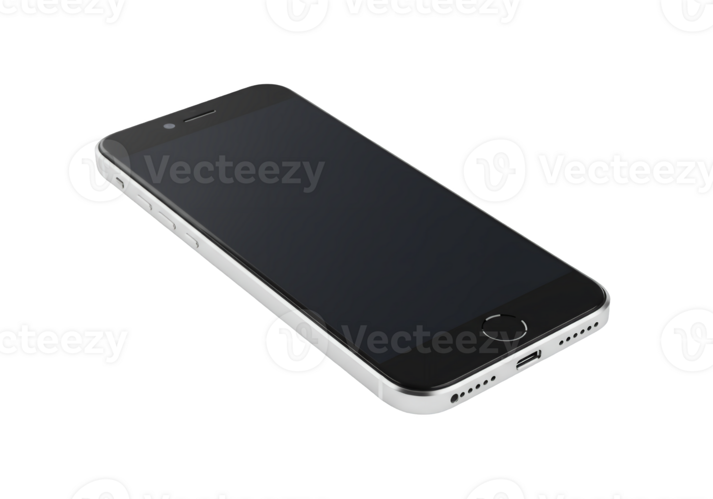 Modern smartphone with a sleek silver frame and dark screen isolated on transparent background png