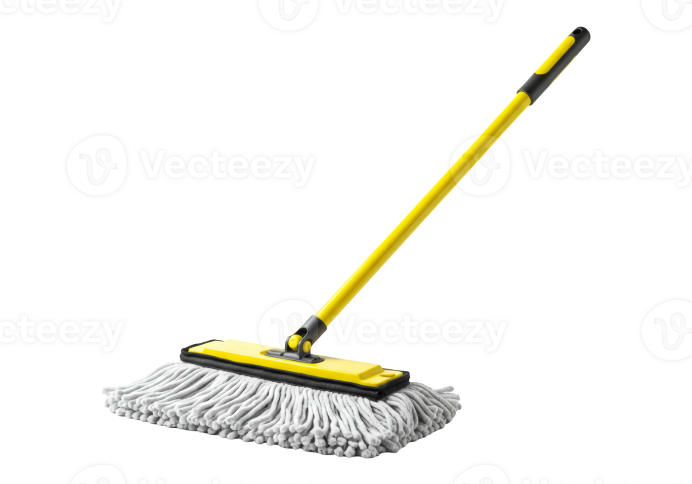 Yellow and gray mop with white string head isolated on transparent background png