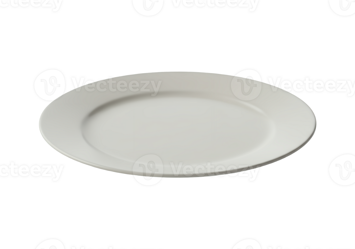 A single white ceramic dinner plate isolated on transparent background png