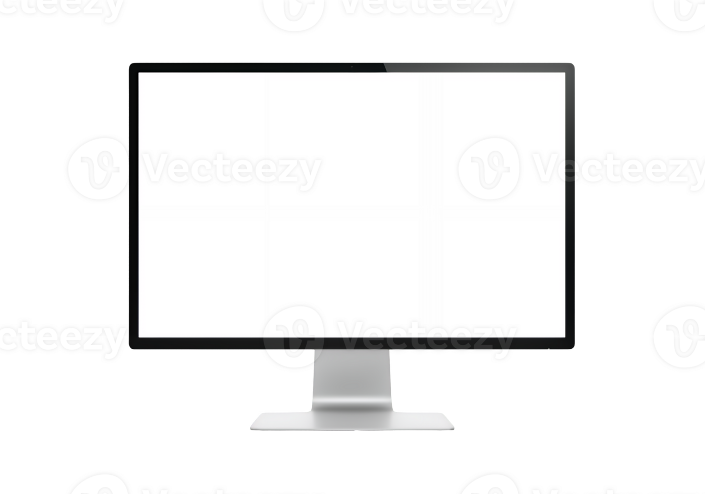 Computer screen with a sleek silver stand isolated on transparent background png