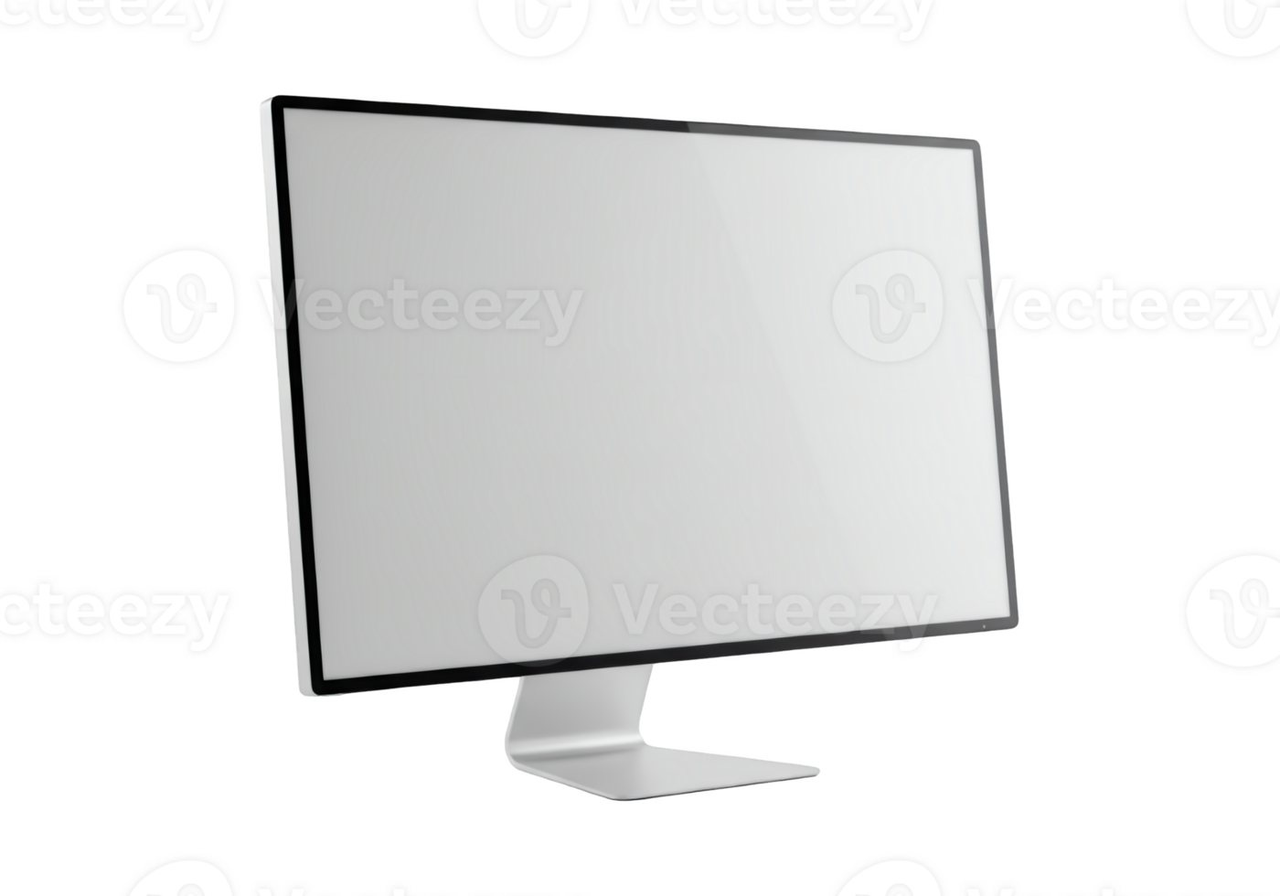Modern computer screen with a sleek silver stand isolated on transparent background png