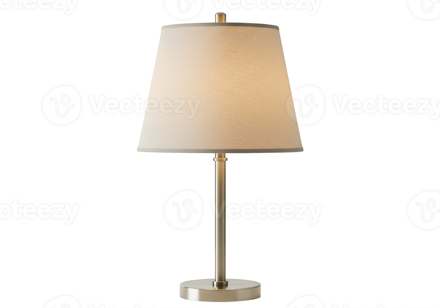 Modern brushed nickel table lamp with cream fabric shade isolated on transparent background png
