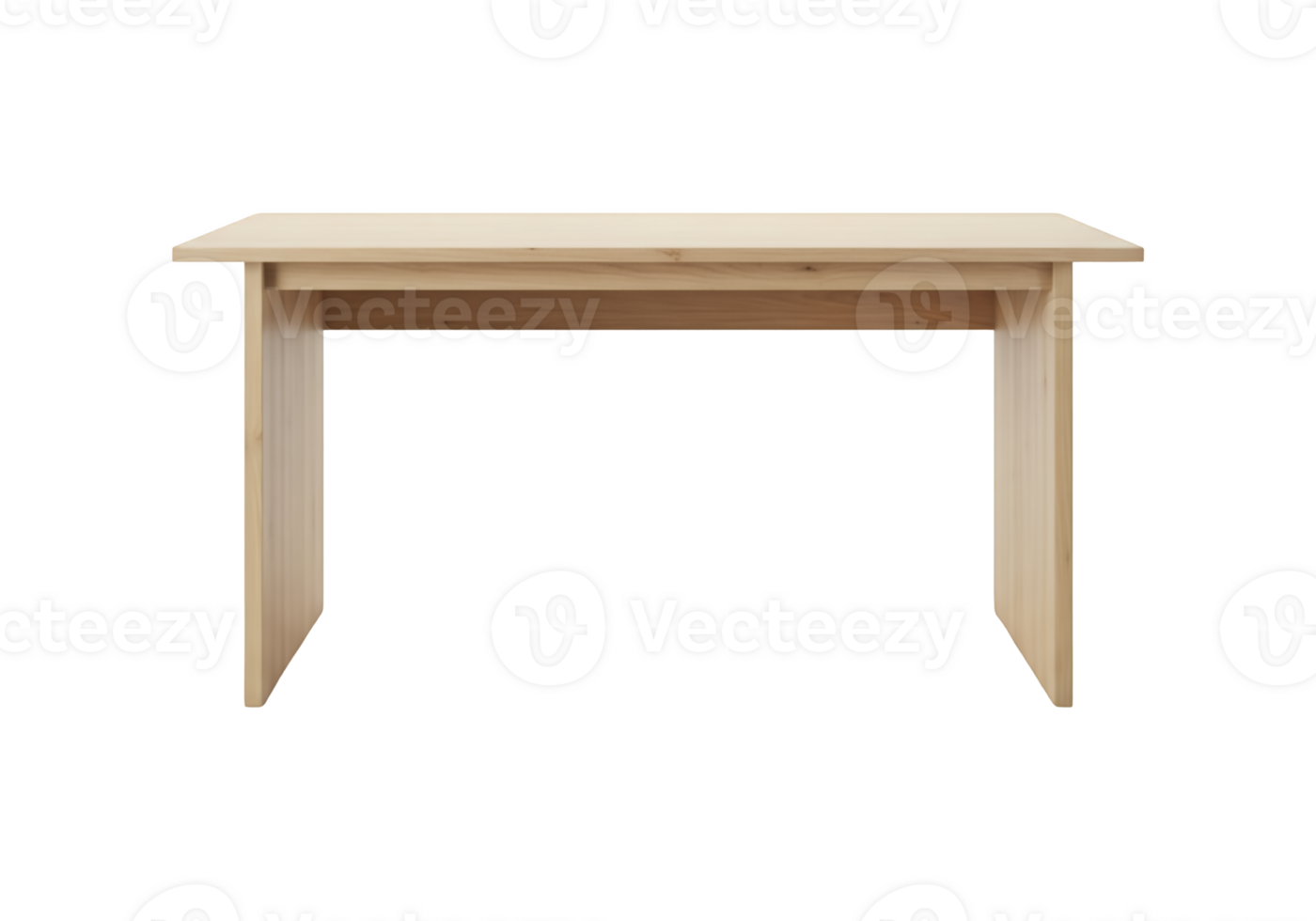 Simple light wood desk with straight legs isolated on transparent background png