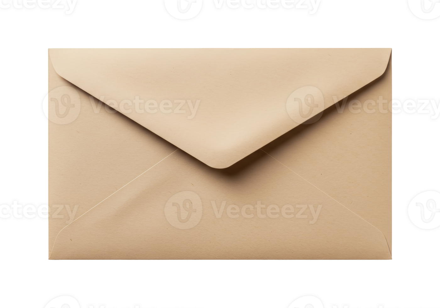 A single brown paper envelope with a pointed flap isolated on transparent background png