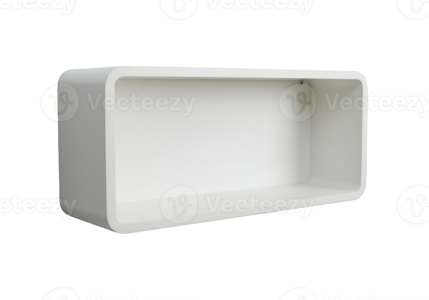 Modern white rounded rectangle shelf isolated on transparent background png