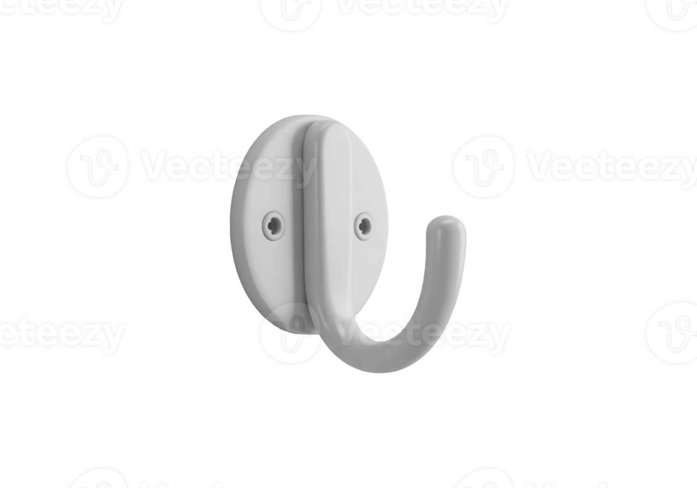 Simple white wall hook with two screws isolated on transparent background png