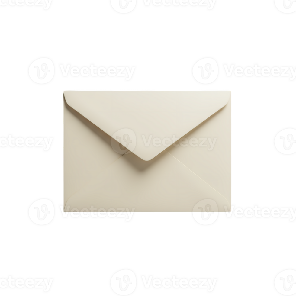 A simple cream colored envelope with a pointed flap isolated on transparent background png