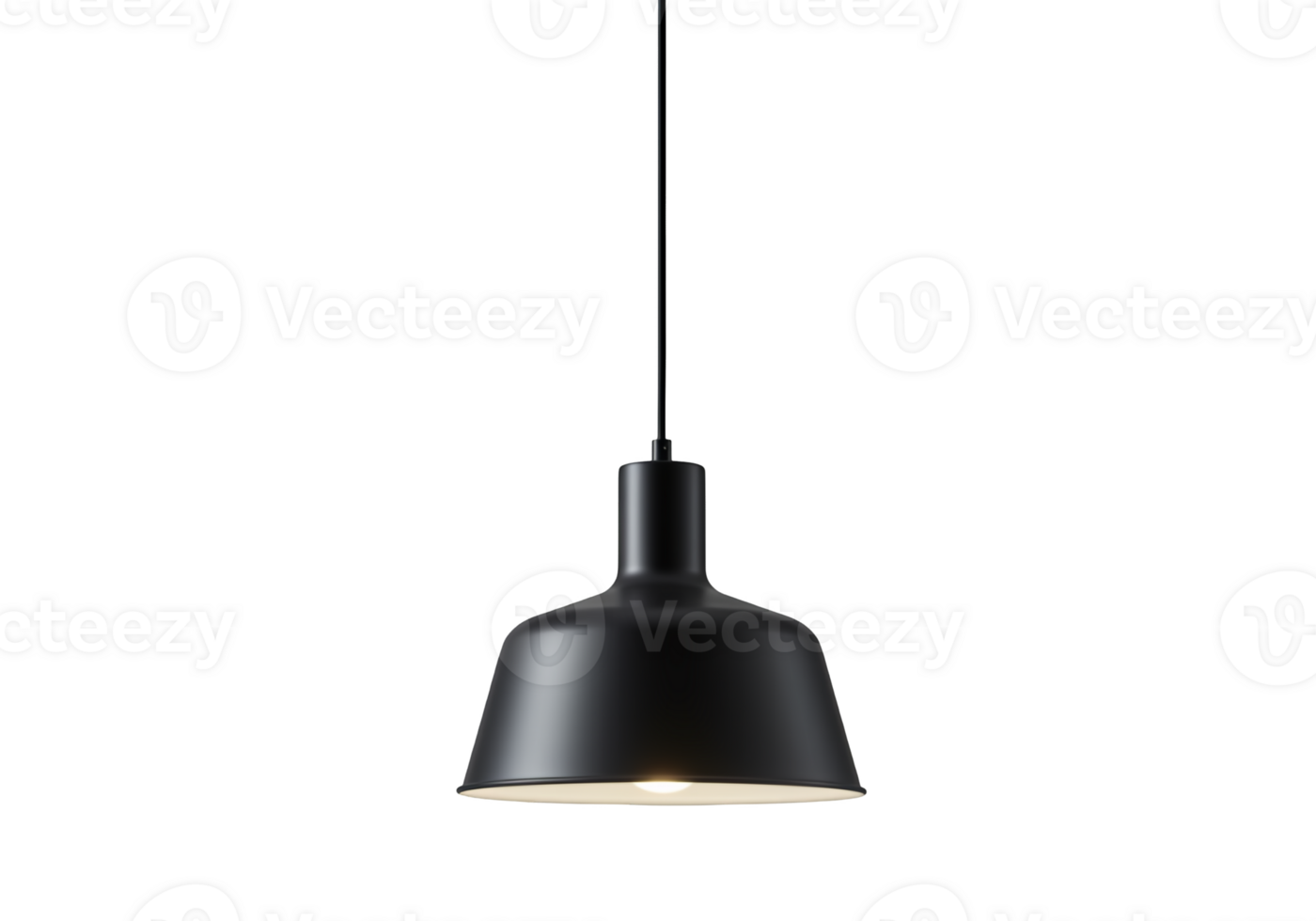 Modern black pendant light fixture with a subtle glow isolated on transparent background png