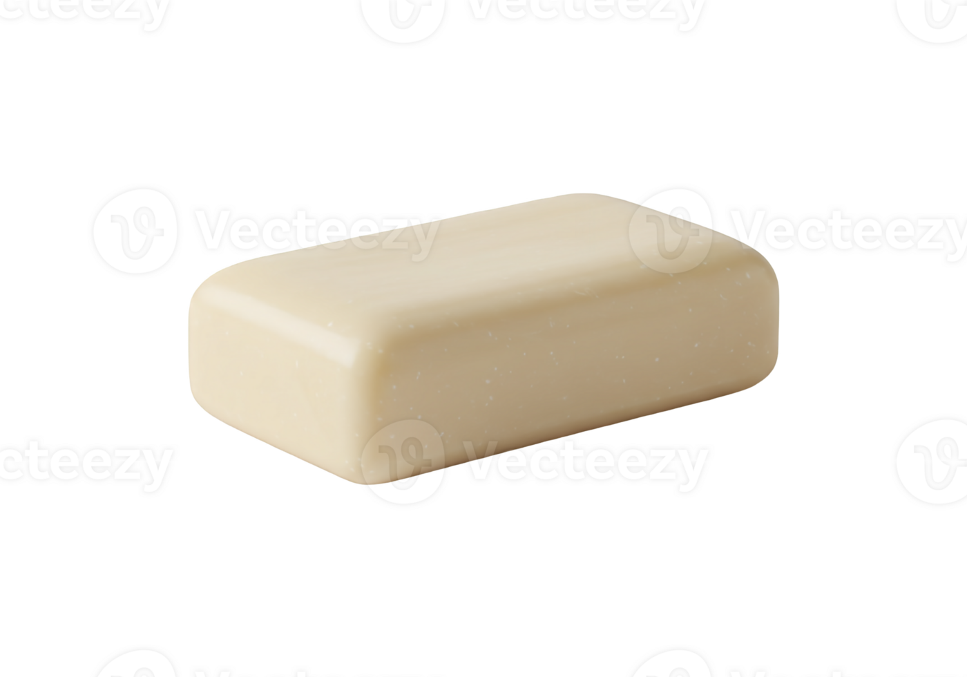 A single bar of creamy beige soap with rounded edges isolated on transparent background png