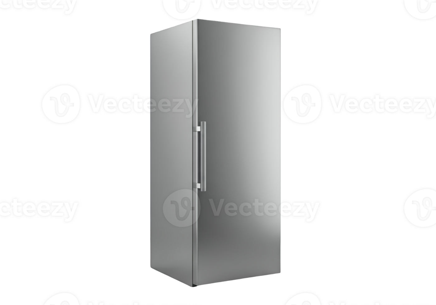 Modern stainless steel tall refrigerator with single door isolated on transparent background png