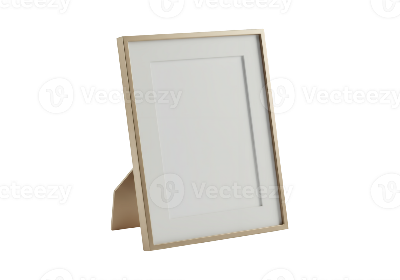 Elegant gold picture frame with white matting isolated on transparent background png