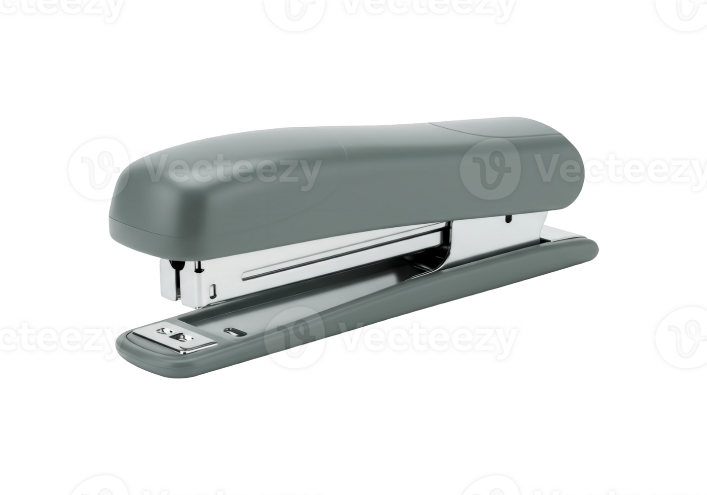 Classic grey office stapler for binding documents isolated on transparent background png