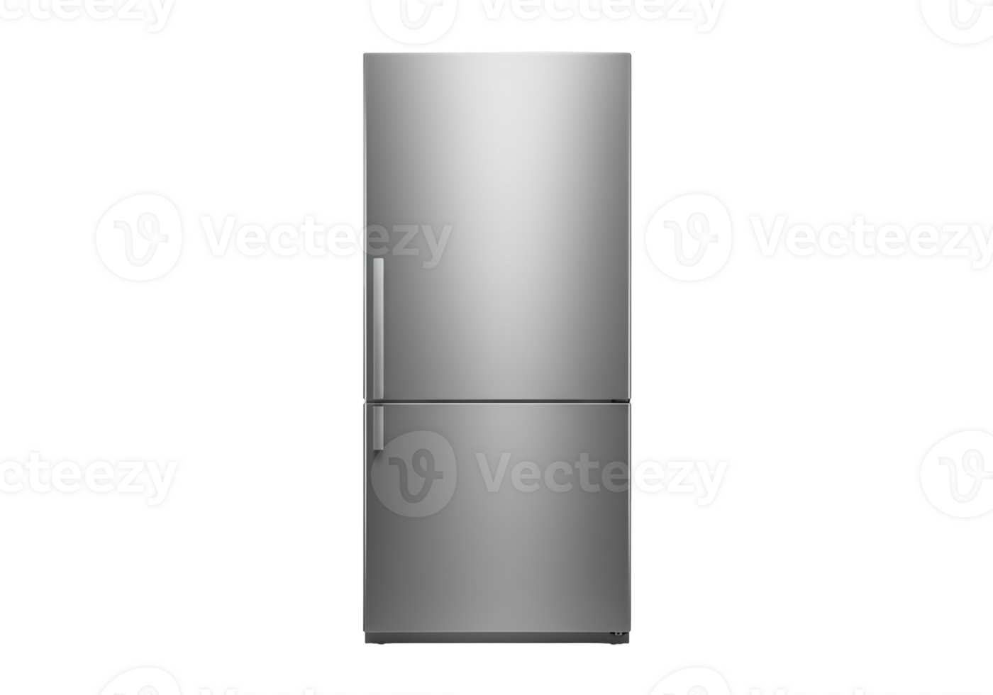 Modern stainless steel refrigerator with top freezer isolated on transparent background png