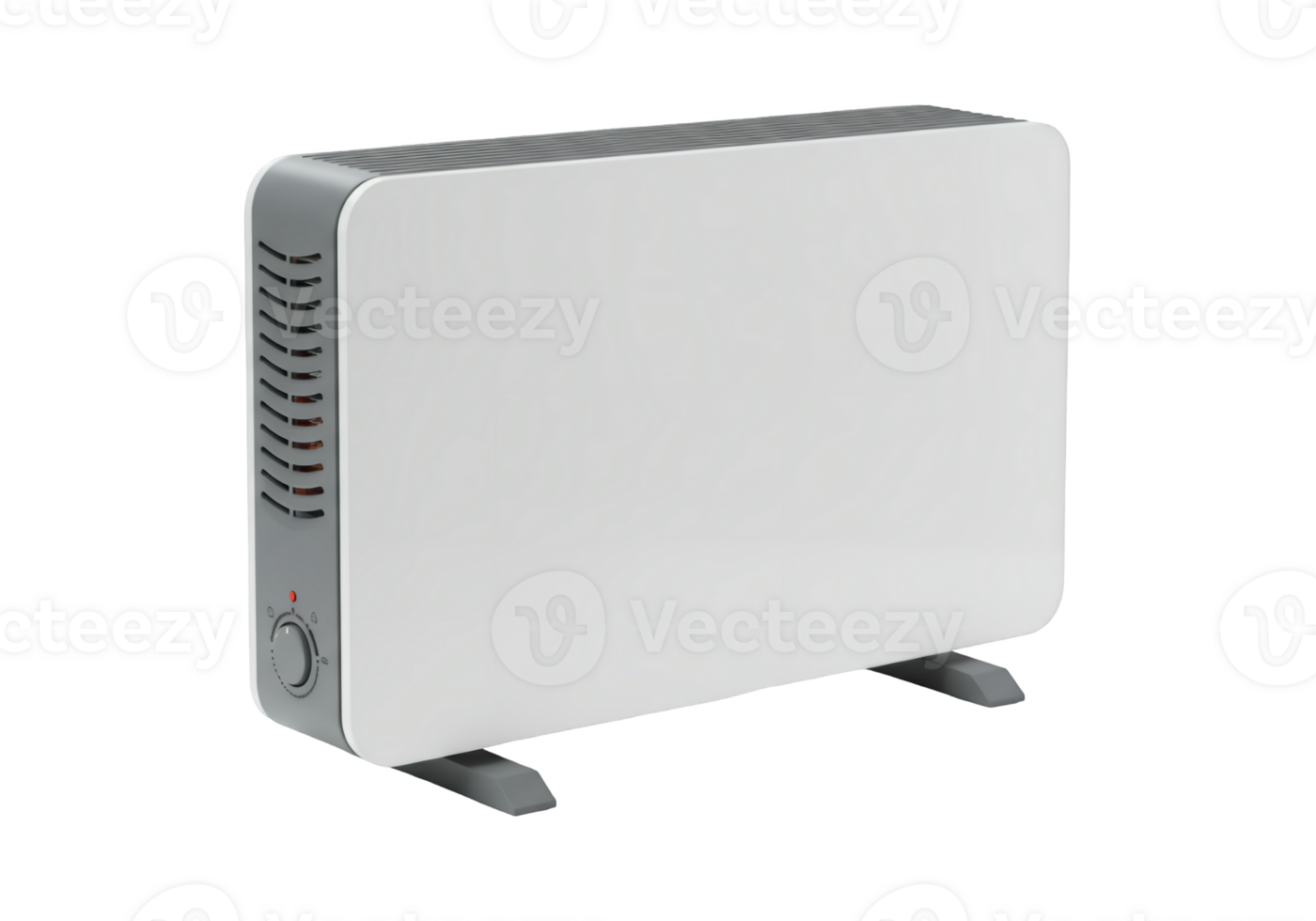 Modern white electric panel heater with grey accents and adjustable dial isolated on transparent background png