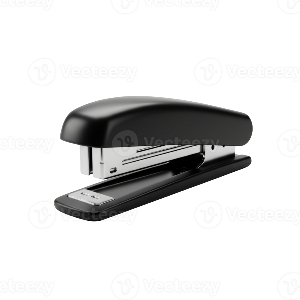 A sleek black stapler office supply isolated on transparent background png