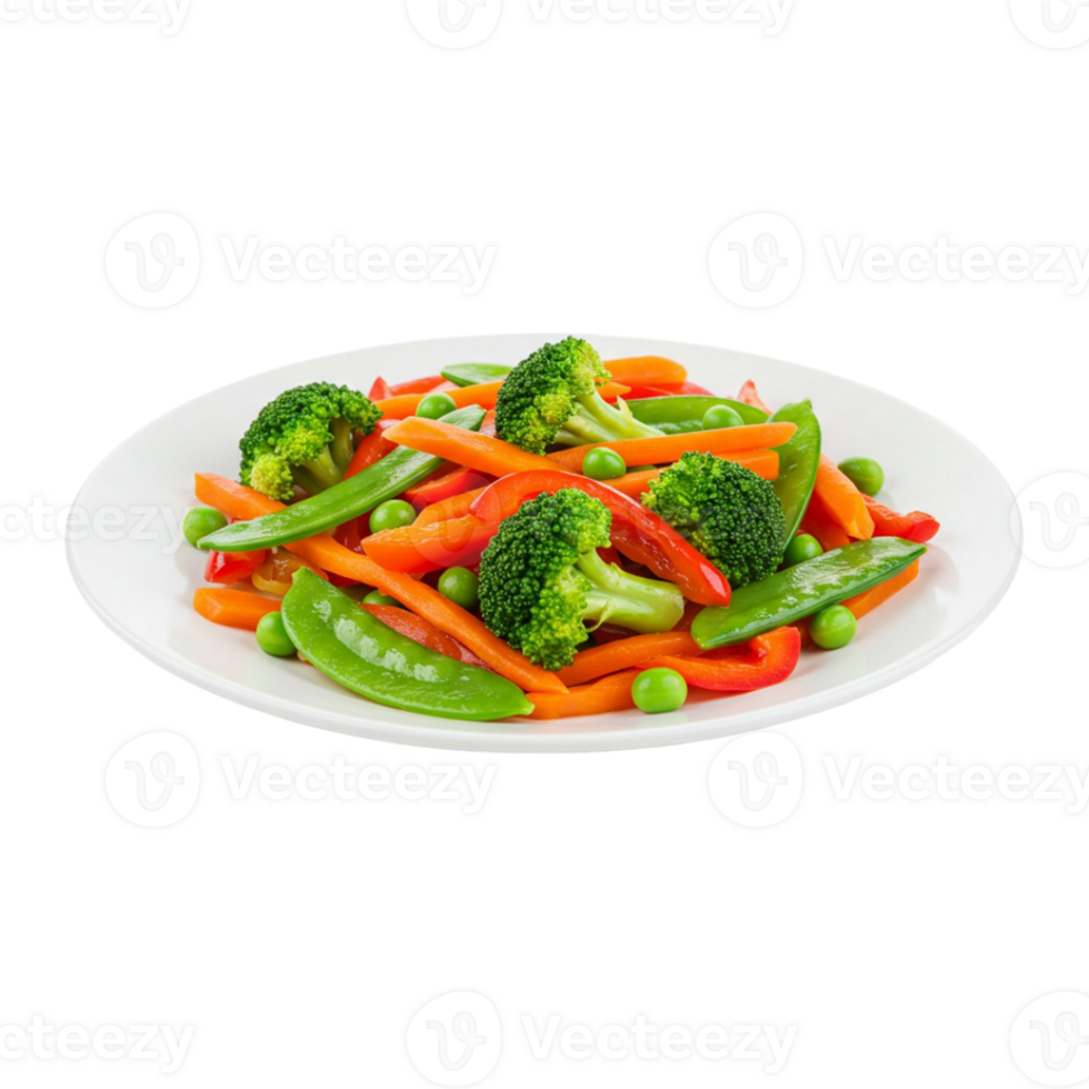 A plate of vegetables with broccoli and carrots png