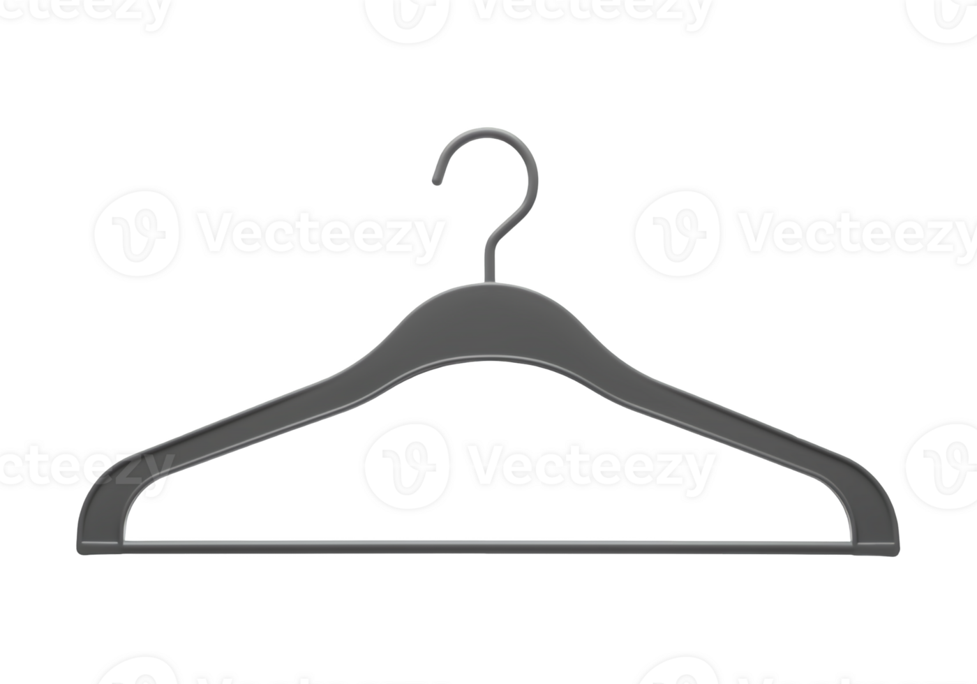 Simple gray plastic clothes hanger with hook isolated on transparent background png
