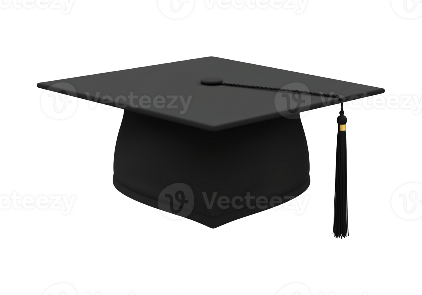 Classic black graduation cap with tassel isolated on transparent background png