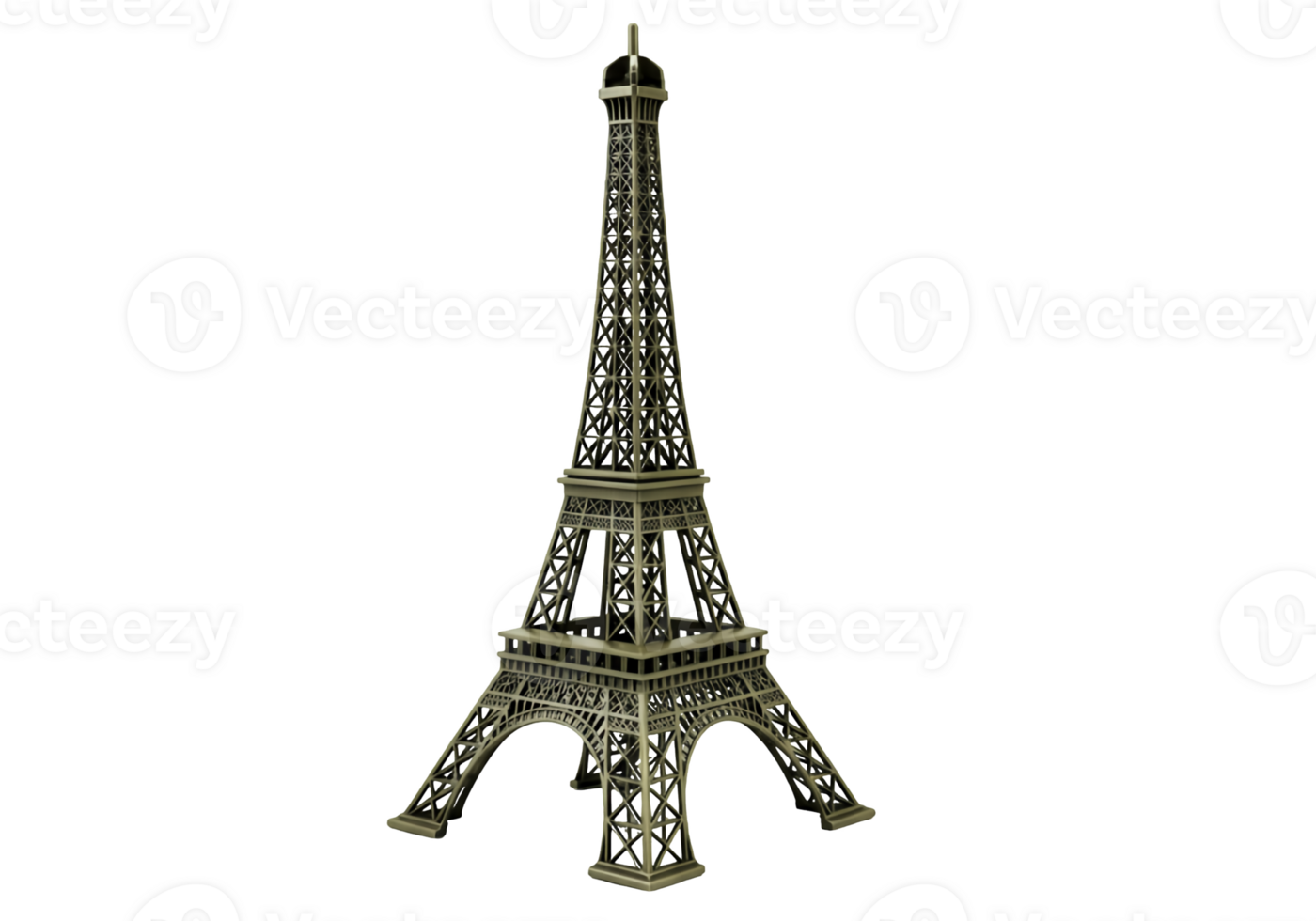 Detailed miniature eiffel tower model isolated on transparent background png