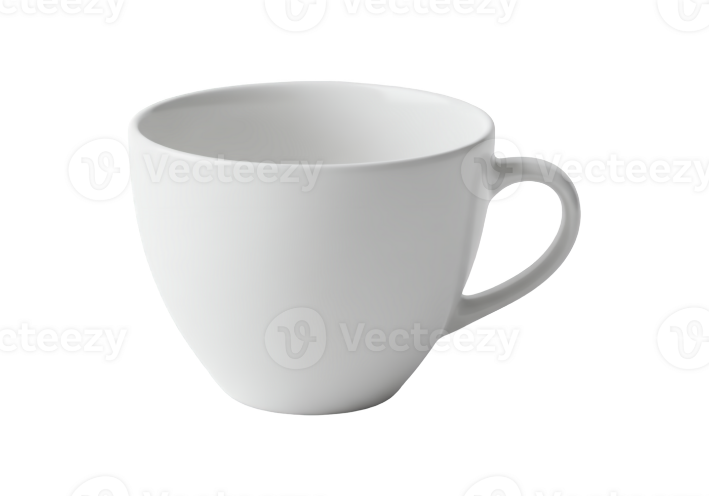 Simple white ceramic coffee mug with handle isolated on transparent background png