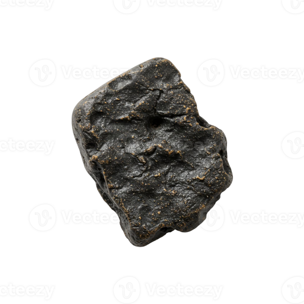 A rock that is black and has some dirt on it png