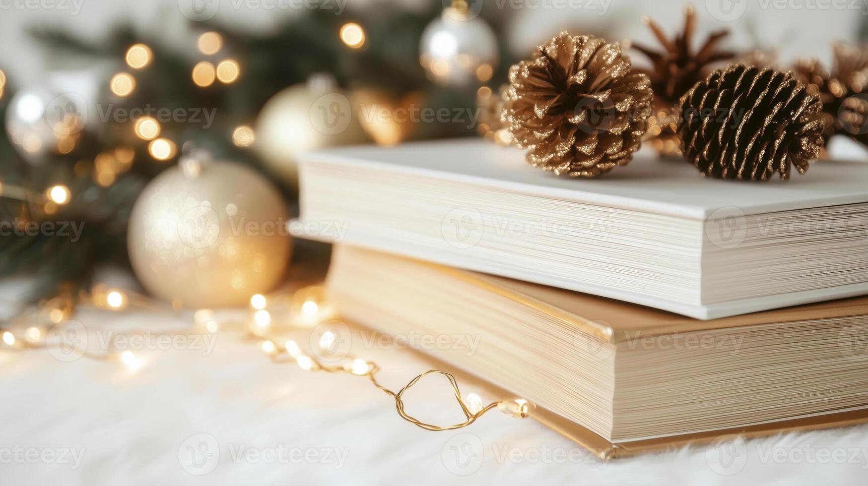 Christmas books and decorations photo