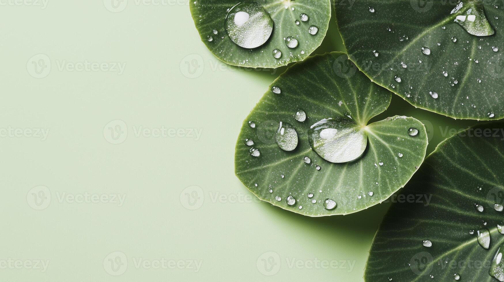 clean banner design with water droplet accent over fresh green centella photo