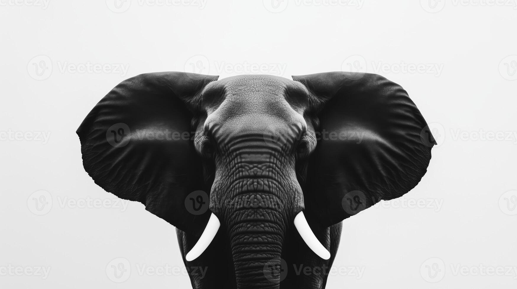 elephant mammal portrait in black-and-white highlighting bold skin photo