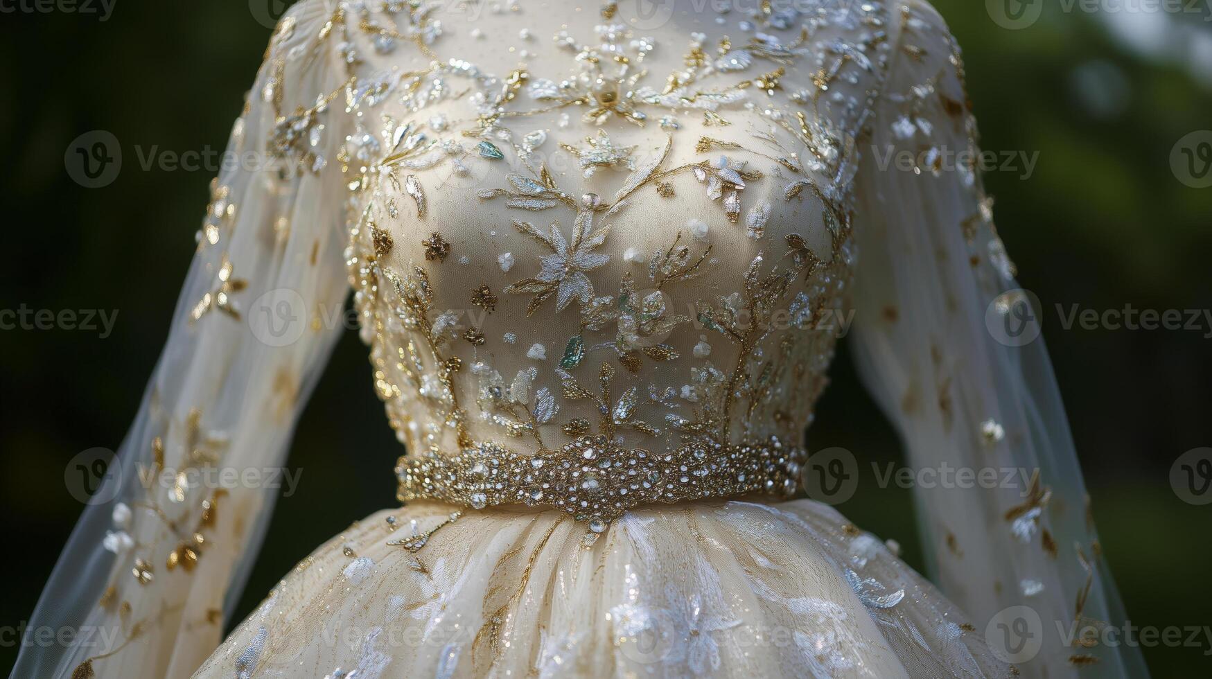 bridgerton tea party dress embellished with gold sequins photo